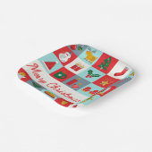 メリークリスマスかわいいレトロ冬クリスマスアイコン ペーパープレート (傾斜あり)