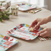 メリークリスマスかわいいレトロ冬クリスマスアイコン ペーパープレート