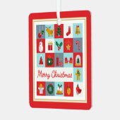 メリークリスマスかわいいレトロ冬クリスマスアイコン メタルオーナメント (正面左)