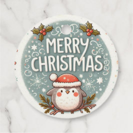 メリークリスマスかわいいロビンス フェイバータグ