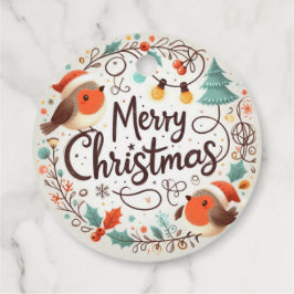 メリークリスマスかわいいロビンス フェイバータグ