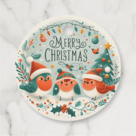 メリークリスマスかわいいロビンス フェイバータグ