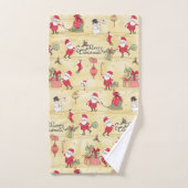 メリークリスマスかわいいヴィンテージサ素朴ンタ バスタオルセット (ハンドタオル)