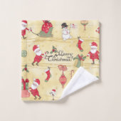 メリークリスマスかわいいヴィンテージサ素朴ンタ バスタオルセット (ウォッシュタオル)