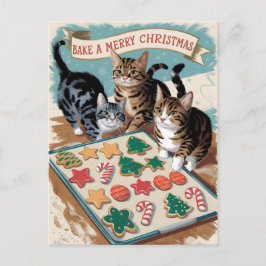 メリークリスマスかわいいヴィンテージ猫 ポストカード