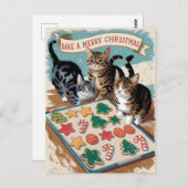 メリークリスマスかわいいヴィンテージ猫 ポストカード (正面/裏面)