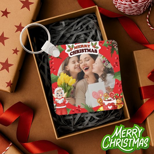 メリークリスマスかわいい写真カスタムキーチェーン キーホルダー