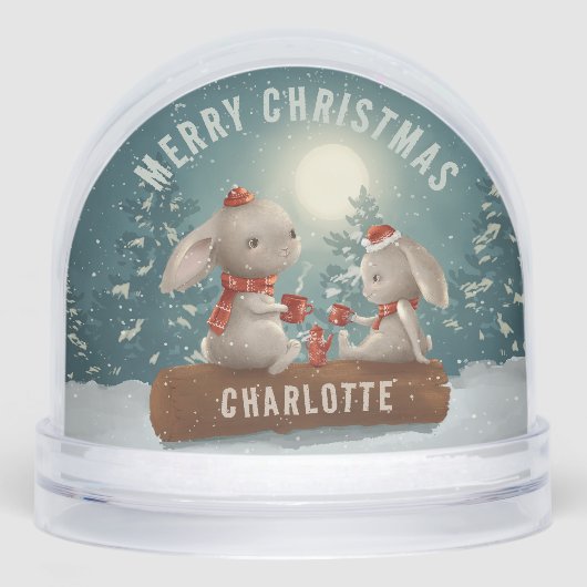 メリークリスマスかわいい冬うさぎパーソナライズされた (正面)