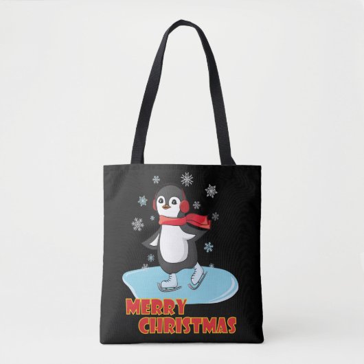 メリークリスマスかわいい冬のペンギン トートバッグ (正面)