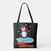メリークリスマスかわいい冬のペンギン トートバッグ (裏面)