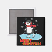 メリークリスマスかわいい冬のペンギン マグネット (正面/裏面)
