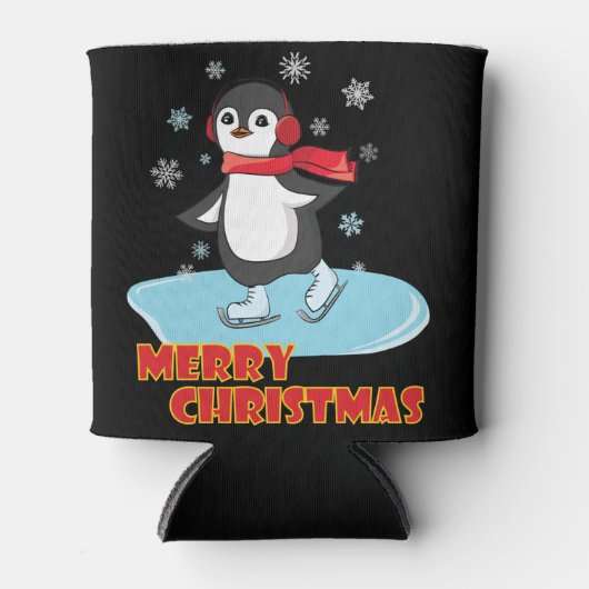 メリークリスマスかわいい冬のペンギン 缶クーラー (正面)