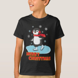 メリークリスマスかわいい冬のペンギン Tシャツ