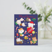 メリークリスマスかわいい動物はがき ポストカード (スタンド正面)