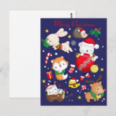 メリークリスマスかわいい動物はがき ポストカード (正面/裏面)