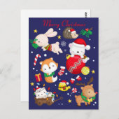 メリークリスマスかわいい動物はがき ポストカード (正面/裏面)