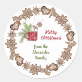 メリークリスマスかわいい北欧の冬 ラウンドシール (正面)