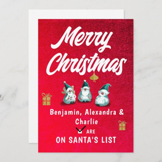 メリークリスマスかわいい子の名前を追加おもしろい シーズンカード (正面/裏面)