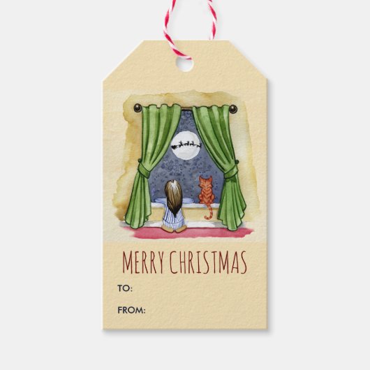 メリークリスマスかわいい子ネコクリスマス ギフトタグ (正面)