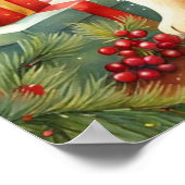 メリークリスマスかわいい子犬とクリスマスツリー ポスター (角)