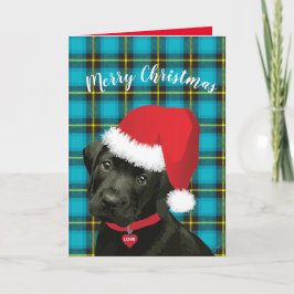 メリークリスマスかわいい子犬サンタハットフェスティバル シーズンカード