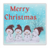メリークリスマスかわいい小雪だるまかわいい シール (正面)
