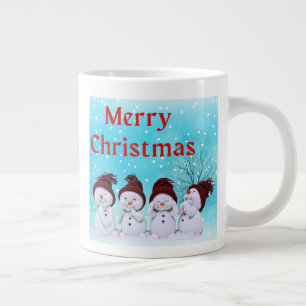 メリークリスマスかわいい小雪だるまかわいい ジャンボコーヒーマグカップ