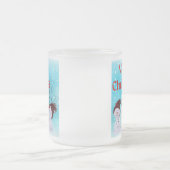 メリークリスマスかわいい小雪だるまかわいい フロストグラスマグカップ (中央)