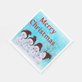 メリークリスマスかわいい小雪だるま スタンダードランチョンナプキン (角)