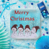 メリークリスマスかわいい小雪だるま ペーパープレート (パーティー)