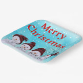 メリークリスマスかわいい小雪だるま ペーパープレート (傾斜あり)