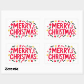 メリークリスマスかわいい手描きカスタム 長方形シール (シート)