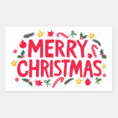 メリークリスマスかわいい手描きカスタム 長方形シール (正面)