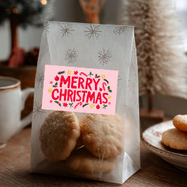 メリークリスマスかわいい手描きカスタム 長方形シール