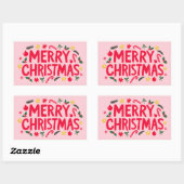 メリークリスマスかわいい手描きカスタム 長方形シール (シート)