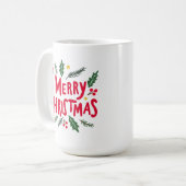 メリークリスマスかわいい手描き休日の紅葉 コーヒーマグカップ (正面左)