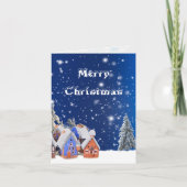 メリークリスマスかわいい村のグリーティパーソナライズされたング シーズンカード (正面)