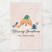 メリークリスマスかわいい柴犬のギフトラベルミニ ワインラベル (シングルラベル)