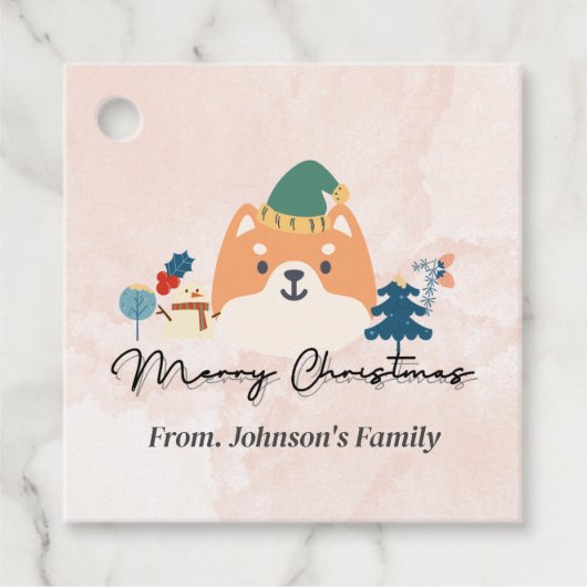 メリークリスマスかわいい柴犬ギフトラベル フェイバータグ (正面)