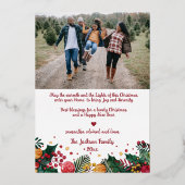 メリークリスマスかわいい格言金ゴールド星写真 箔シーズンカード (裏面)