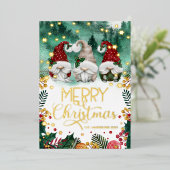 メリークリスマスかわいい格言金ゴールド星写真 箔シーズンカード (立ち正面)