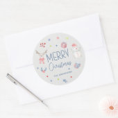 メリークリスマスかわいい水色の休日 ラウンドシール (封筒)