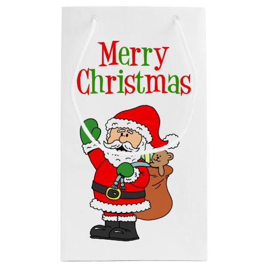 メリークリスマスかわいい漫画サンタ スモールペーパーバッグ (裏面)