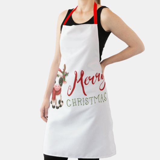メリークリスマスかわいい牛 エプロン (インサイチュ)