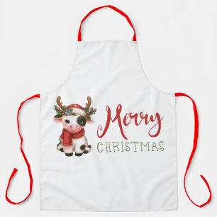 メリークリスマスかわいい牛 エプロン