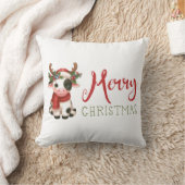 メリークリスマスかわいい牛 クッション (ブランケット)