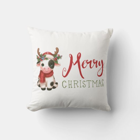 メリークリスマスかわいい牛 クッション (正面)