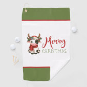 メリークリスマスかわいい牛 ゴルフタオル (インサイチュ)