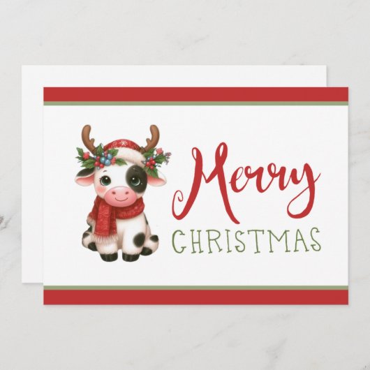メリークリスマスかわいい牛 シーズンカード (正面/裏面)