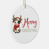 メリークリスマスかわいい牛 セラミックオーナメント (右)